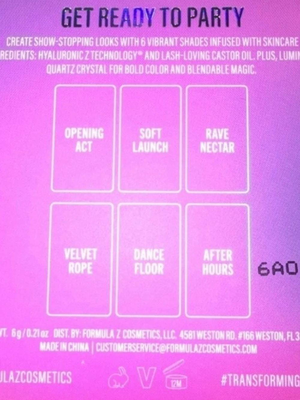 Formula Z Party Diva 6 Pan Eyeshadow Palette